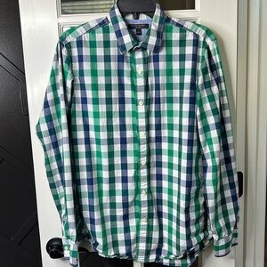 BANANA REPUBLIC Soft Wash Tailored Slim Fit Plaid Button Down Shirt Size Medium